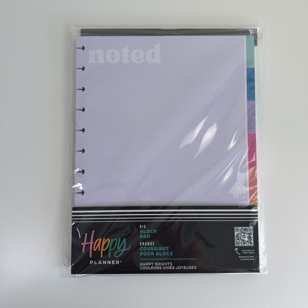 NEW The Happy Planner - Happy Brights Big Block Pad 100 Sheets Disc Bound Notes